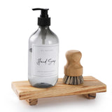 Wood Pedestal Soap Stand, Farmhouse Wood Riser, Soap Dish Holder Decor for Bathroom Kitchen, Soap Tray, Rustic Candle Plant Holder, Counter Decor, Modern Display Rectangular Decorative (Retro) GRID FORTE