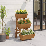 Dawnyard 3-Tiers Wooden Raised Garden Bed Tiered Planter Box Vertical Garden Planter Wood Plant Stand for Patio, Balcony, Freestanding. (Brown S) Dawnyard
