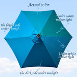 Blissun 7.5 ft Solar Umbrella 18 LED Lighted Patio Umbrella Table Market Umbrella with Tilt and Crank Outdoor Umbrella for Garden, Deck, Backyard, Pool and Beach (Cerulean) Blissun