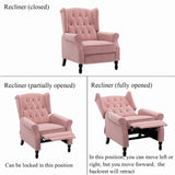 Artechworks Velvet Tufted Push Back Arm Accent Chair Recliner Single Reclining for Adjustable Club Chair Home Padded Seating Living Room Lounge Modern Sofa,Pink Artechworks