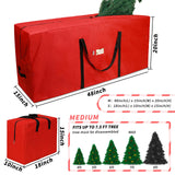 RICHIE Christmas Tree Storage Bag 7.5 ft (3pc Set), Fits Up to 7 Foot Artificial Trees, 600D Oxford Tear-proof Xmas Tree Bag, Reinforced Handles&Zippered&Durable, Holiday Decoration Storage Bags, Red RICHIE