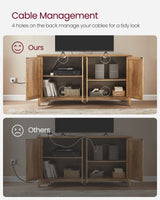 VASAGLE Buffet Storage Cabinet, 15.7" D x 59" W x 31.5" H Credenza Sideboard Table, Kitchen Cupboard with Adjustable Shelves for Living Room, Dining Room, Entryway, Rustic Walnut ULSC381T41 VASAGLE