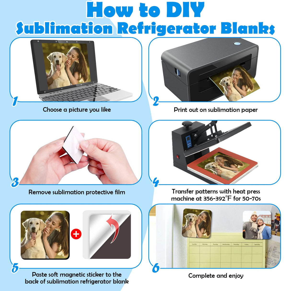 Sublimation Blank Fridge Magnets for Home Kitchen Refrigerator Microwave Oven Wall Door Decoration or Office Calendar with 30 Pcs Sublimation Printing Square Blank, 30 Pcs DIY Metal Magnetic Cruzix