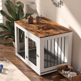 Zakkart White Dog Crate Furniture for Large Dogs Up to 60 lbs. - Decorative Puppy Kennel w/Wide Farmhouse Table Top & Steel Bars - 37'' Wide - Modern Dog Crate Table, End Table, Nightstand Zakkart