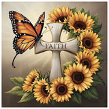 Sanjee Cross Diamond Art Painting Kits for Adults Beginner, Sunflower 5D DIY Round Full Drill Gem Art Crafts for Home Wall Decor Gift, 12x12inch Sanjee