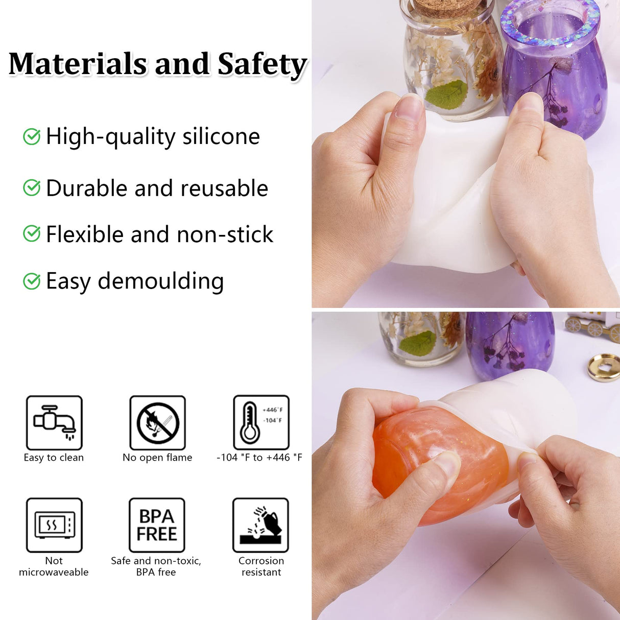 Larcenciel Jar Resin Molds Silicone with 5pcs Cork Lids, Cute Bottle Silicone Molds for Epoxy Resin, DIY Molds for Jar, Storage Bottle, Jewelry Candy Container, Flower Pot, Home Decoration Gifts Larcenciel