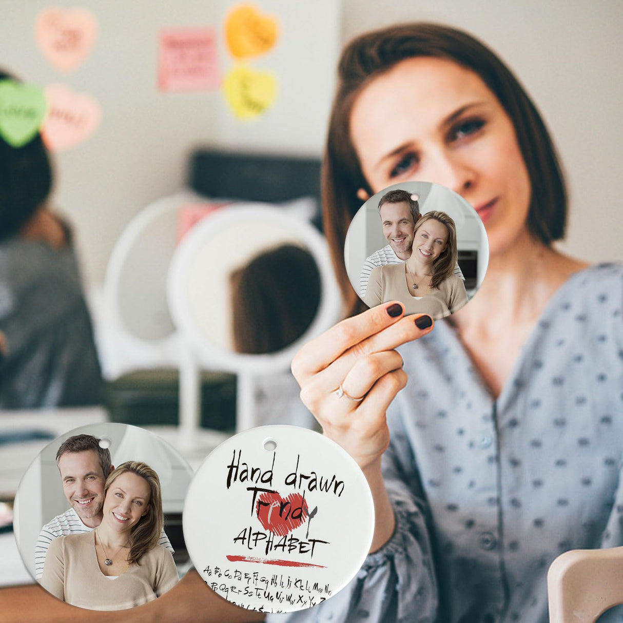 Sublimation Ceramic Ornaments Sublimation Ornament Blanks Bulk Ceramic Discs Ornament for Heat Press Printing White Round Porcelain Ornament Personalized Xmas Tree Ornament (White-12PC) AMONE