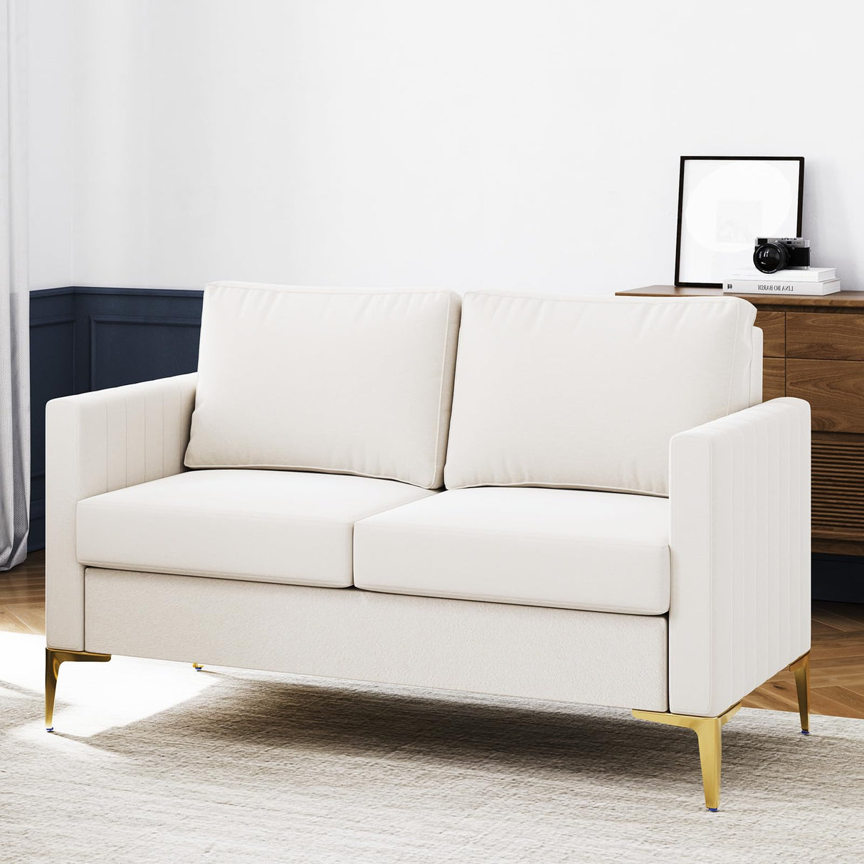 Avenco Loveseat Sofa, Modern Sofa Coach, 67'' Width Sofa with Extra Deep Seats, Couch for Living Room, Apartment, Room Office, Ivory Avenco