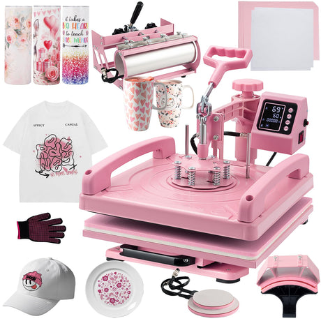 Hitgrand Heat Press Machine 15x15 inch, Heat Press Machine for T-Shirts, 5 in 1 Heat Press with 30 OZ Tumbler Press, Combo Tumbler Heat Press Machine Sublimation for Hat Cap Mug Plate Hitgrand