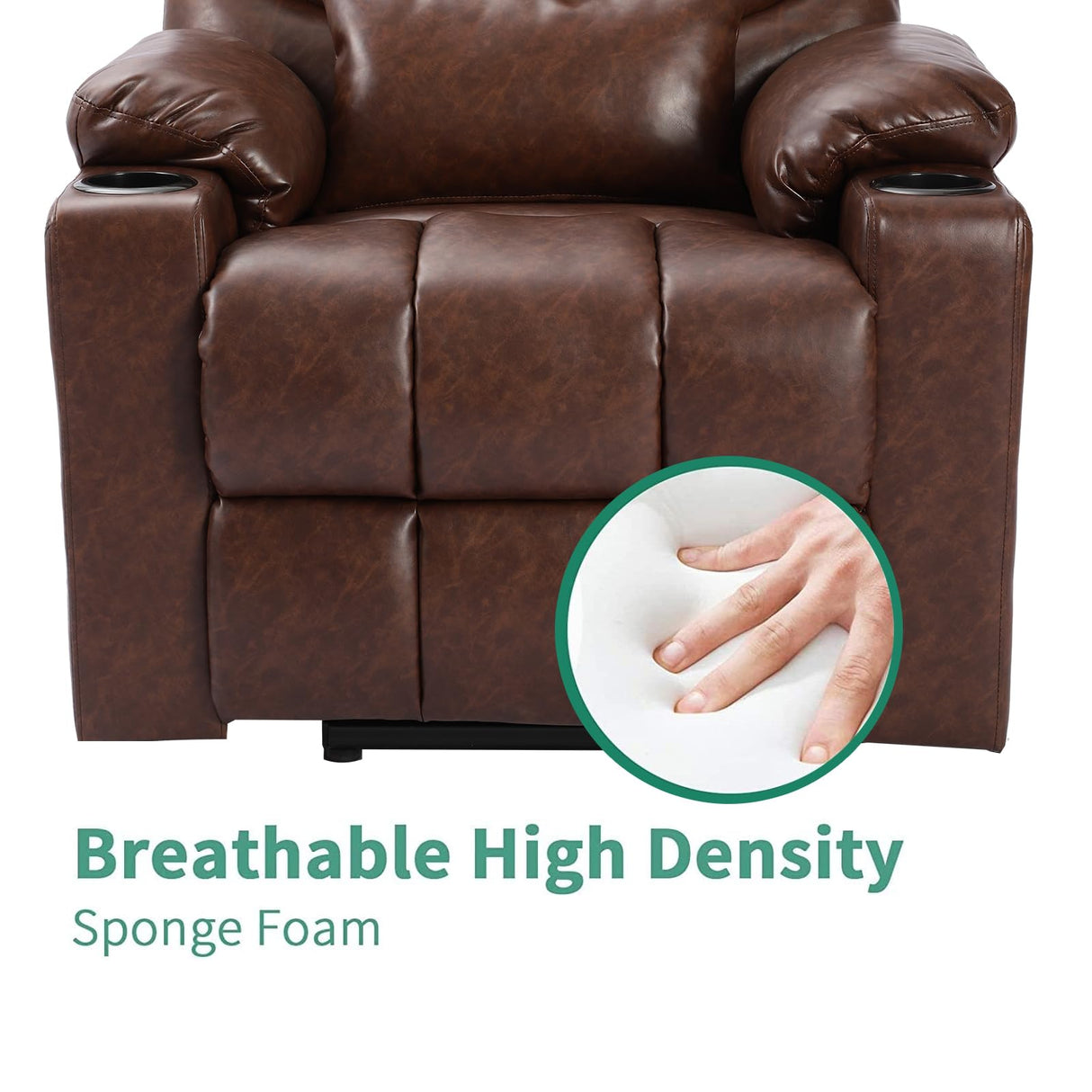 URRED Power Lift Recliners for Elderly, Electric Lift Chair with Massage and Heat, PU Leather Recliner Chair for Living Room (Brown) URRED