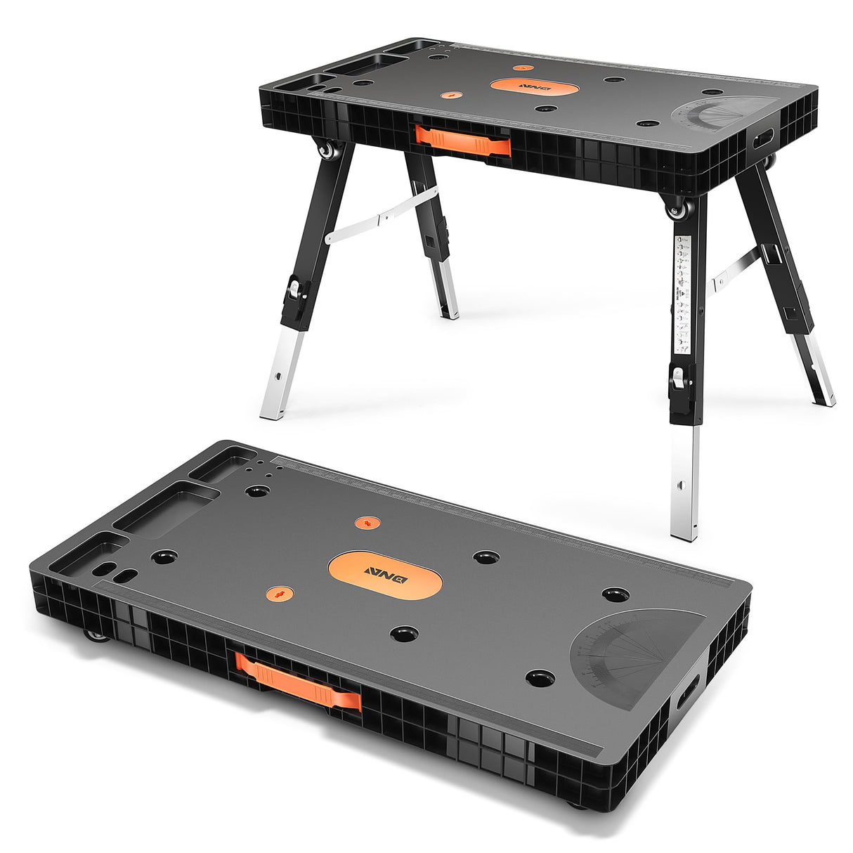 DNA MOTORING 5 in 1 Folding Heavy Duty Workbench - Work Bench, Saw Horses, Scaffold, Car Creeper & Dolly Mode, All in one Multifunctional Work Table for Warehouse Garage, TOOLS-00525 DNA MOTORING