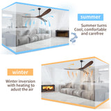 72" Ceiling Fans Without Lights, 72 Inch Outdoor Ceiling Fans no Lights, 3 Blade Solid Wood Damp Rated Ceiling Fan with Remote Control for Living Room Gazebo Farmhouse/Patios Porch - Dark Walnut Zronon