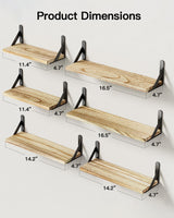 AMADA HOMEFURNISHING Wall Shelves Set of 6, Wood Floating Shelves for Wall Decor, Rustic Farmhouse Wall Shelves for Bedroom, Bathroom Shelves for Wall Storage, Book Shelves for Living Room, Wooden AMADA HOMEFURNISHING