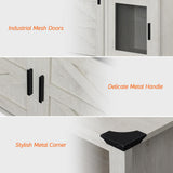 WAMPAT Farmhouse TV Stand for 65 Inch TV, Antique White Wood Entertainment Center with Sliding Barn Doors and Mesh Doors, Tall Media Console with Open Storage Space for Living Room, 59x15.4x31 WAMPAT