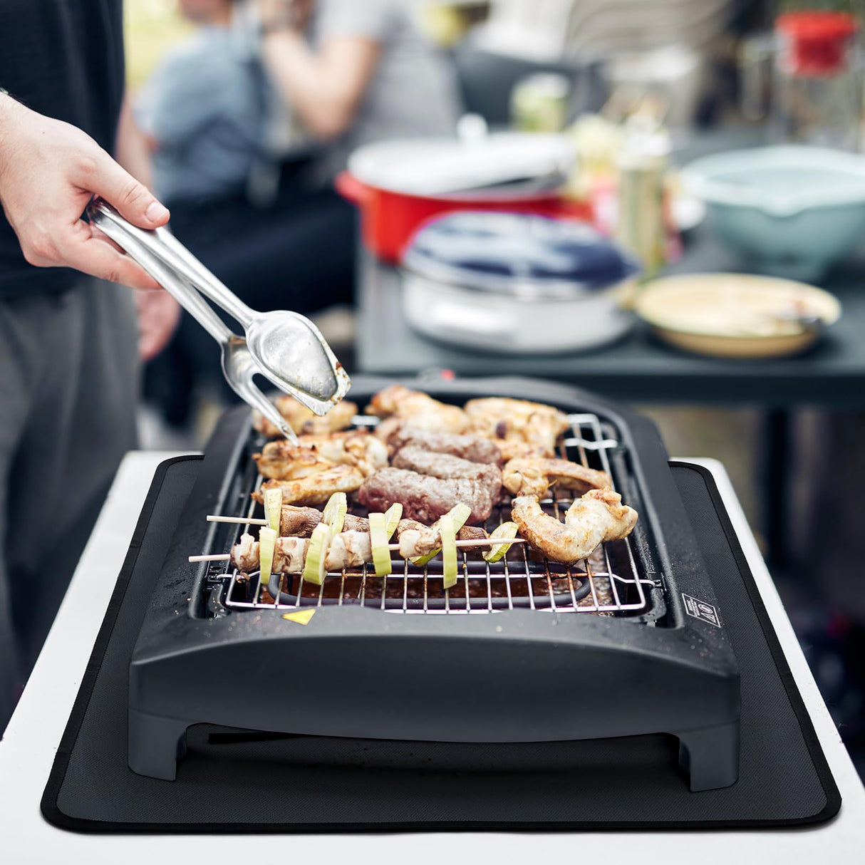 FLASLD Fireproof & Waterproof Under Blackstone Griddle BBQ Mat, Protect Your Prep Table and Outdoor Grill Table - Heat Resistant Grill Table Mat (Black,16 x 24in) FLASLD