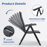 9-Piece Outdoor Dining Set - 8 Padded Aluminium Folding Chairs & Adjustable Rustproof Steel Table, Low-Maintenance Garden Furniture for Backyard, Balcony, Poolside, Includes 1.57"-1.97" Umbrella Hole BUPPLEE