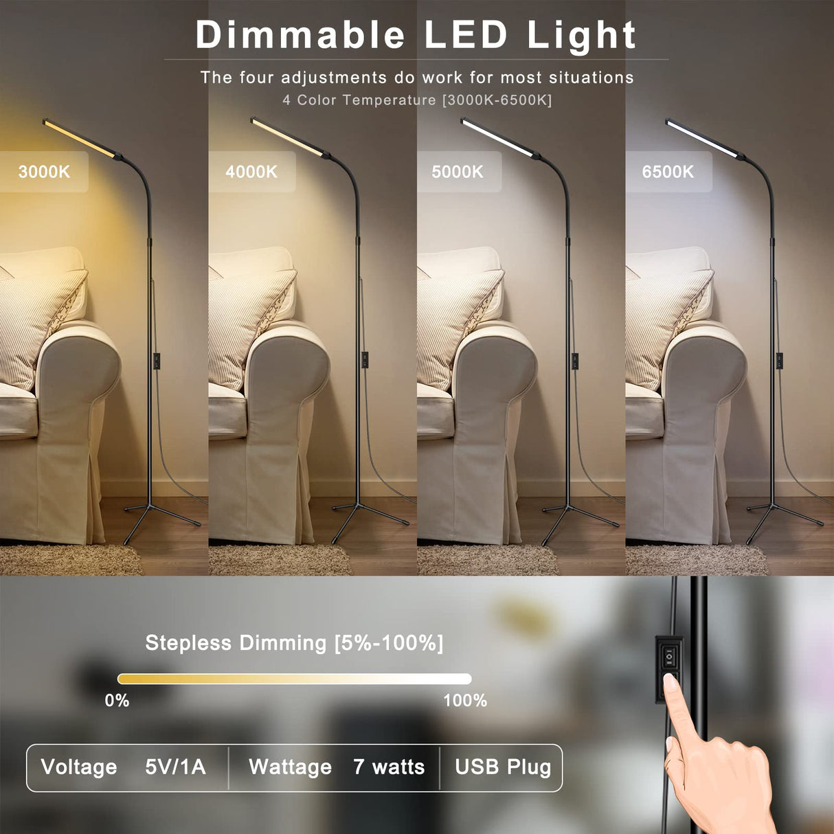 Led Floor Lamp for eyelash extensions Standing light Floor Lamps for Office Standing Lamp Brightness eyelash lamp tattoo Light Eye Caring Reading lamp for Bedroom makeup light lash light extension EBEST