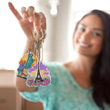 Ginfonr DIY Diamond Art Keychains Kit – 9PCS Diamond Painting Keychains for Bag with Famous Buildings, Cartoon Designs – Double-Sided Landscape Key Rings for Car, Party, Gift Decor, Garden Ginfonr