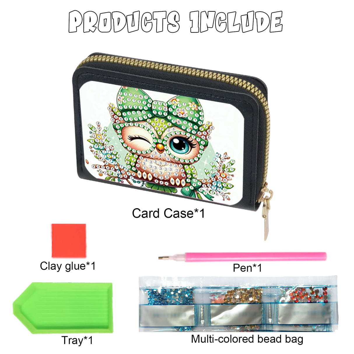 JISHSHAY Diamond Painting Credit Card Holder Owl Diamond Art Credit Card Wallet Animal Gem Art Wallet Animal Gem Painting Coin Purse Owl Mosaic Kits for Adults Billfold Embroidery Kit Billfold JISHSHAY