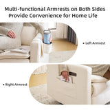 Rhevoy Oversized Swivel Rocker Recliner Chair, 26" Extra Wide Glider Nursery Chair with Adjustable Headrest, Chenille Power Recliner Rocking with Double Cushion, Cup Holder, White Rhevoy