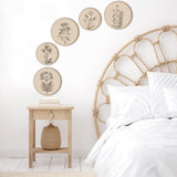 Qunclay 5 Pcs Wall Art Decor Wooden Living Room Wall Decor Bohemian Hanging Farmhouse Geometric 10'' and 8'' Aesthetic Wood Minimalist Posters for Bedroom(Floral) Qunclay