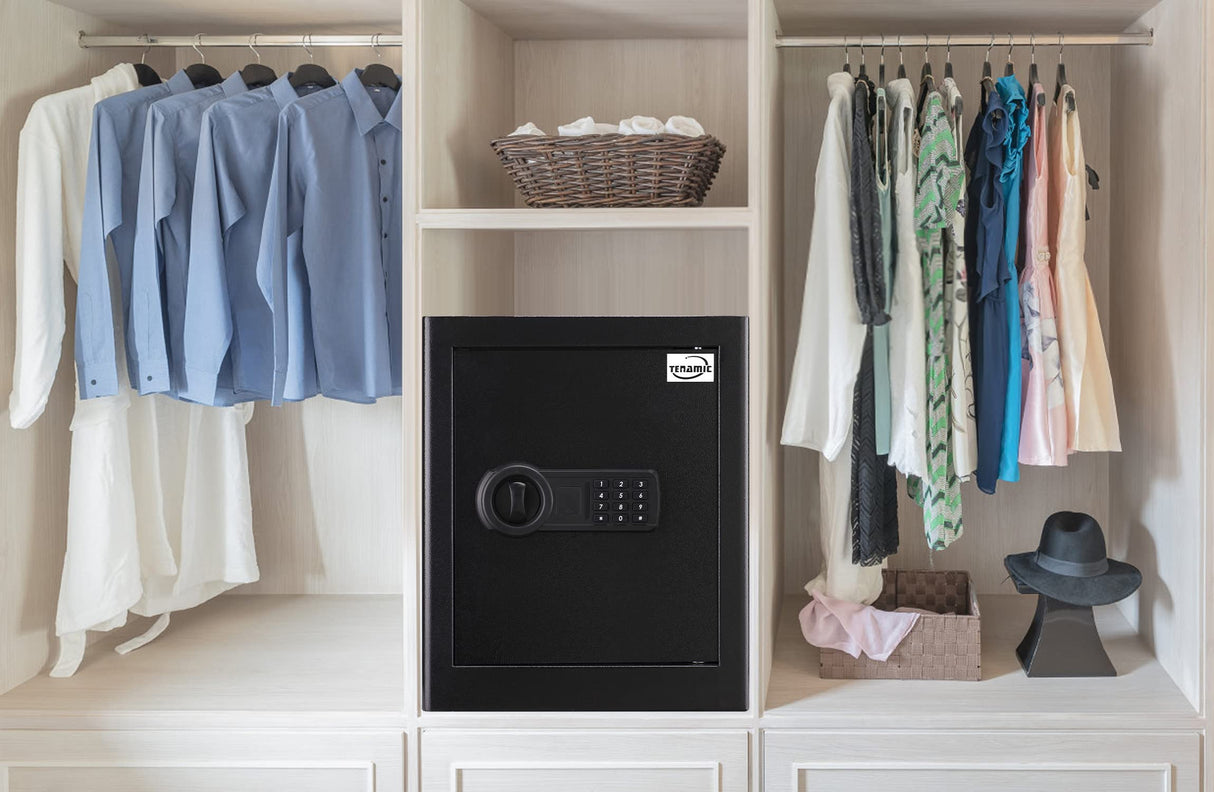 Tenamic Fireproof Waterproof Home Safe 2.0 Cuft - Keypad Large Lock Box Cabinet, Solid Alloy Steel for Office, Hotel - Black Tenamic