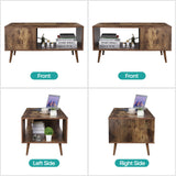 SUPER DEAL 2 Tier Wooden Coffee Table with Storage for Living Room, Modern Mid-Century Accent Furniture Space Saving Rectangle Industrial Cocktail Table for Bedroom Apartment, 40 inch Rustic Brown SUPER DEAL