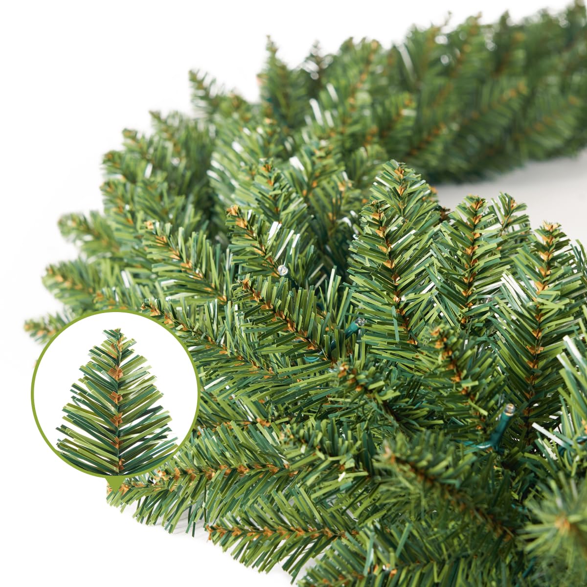 Somikis 9FT Pre-Lit Artificial Christmas Garland with 50 LED Lights and Realistic Classic Evergreen Pine Spruce for Mantle Stair Railing Indoor Outdoor