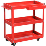 YITAHOME 3-Tier Tool Cart on Wheels, Rolling Metal Service Cart with Screwdriver Hanging Board & Storage Box, Heavy Duty Steel Utility Cart 400lbs Load Capacity for Mechanic Work Garage Warehouse Red YITAHOME