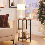 HOOBRO Side Table, Round Sofa Couch Table with Storage Shelf, 2-Tier Industrial End Table, Stable Metal Frame, Wooden Look Accent Table for Small Spaces, Living Room, Bedroom, Rustic Brown BF58BZ01G1 HOOBRO