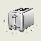 bella Stainless Steel 2 Slice Toaster with Extra Wide Slots & Removable Crumb Tray, 6 Browning Options, Auto Shut Off & Reheat Function, Toast Bread, Bagel & Waffle BELLA