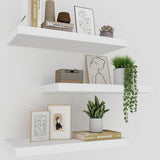 Upassion White Floating Shelves - Set of 3, 16" Wall Mounted Shelves for Home Decor, Living Room, Bedroom, Bathroom, Kitchen Upassion