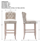 DUOMAY Classic Tufted 30 Inch Bar Stools Set of 2, Linen Upholstered Counter Chairs with Back, Armless Barstools Breakfast Stools W/Solid Wood Legs for Kitchen Island Lounge Pub Bar, Beige DUOMAY