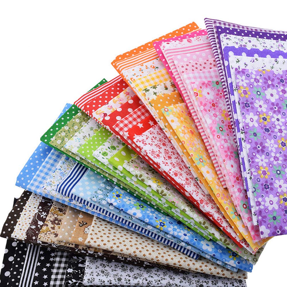 ZGXY Fabric, 56 pcs/lot Top Cotton 9.8" x 9.8" (25cm x 25cm) Squares Patchwork, Precut Multi-Color and Different Pattern for Sewing Quilting Crafting, Home Party Craft Fabric DIY Sewing Mask