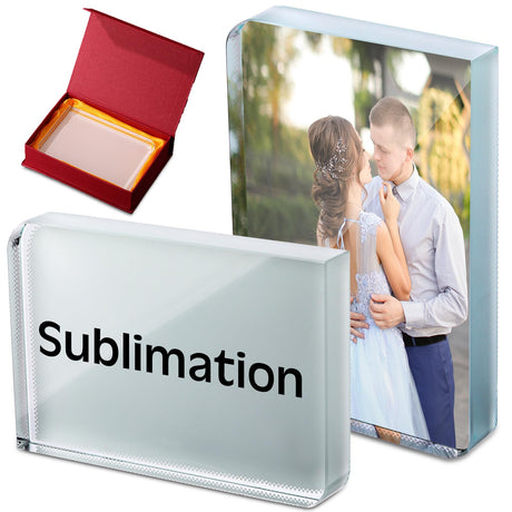 Didaey 2 Pcs Sublimation Blanks Crystal Picture Frame Crystal Tabletop Decor Decorative sublimation Plaques Custom Photo Frame DIY Picture Frame for Christmas Wedding Memorial DIY Gift (Rectangle) Didaey