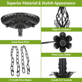 6-Light Farmhouse Candle Chandelier for Living Room, Rustic Industrial Pendant Ceiling Light fixture, Vintage Hanging Lamp for Bedroom Hallway Kitchen Dining Room Foyer, Matte Black E12 Socket VerRon