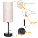 Dott Arts 15" Table Lamp for Bedroom, 3-Color Bedside Lamps with Pull Chain, Bedroom Table Lamps for Nightstand,AC Outlet Small Lamp for Living Room, Bulb Included Dott Arts