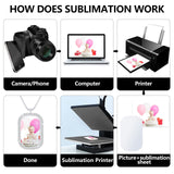 12 Pieces Sublimation Blank Necklace with Chain Metal Customized Blank Necklace Heat Transfer Blank Necklace Blank Base Pendant with 12 Pieces Heat Transfer Sheet and High Temperature Glue for Women Hicarer