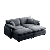 Qupeife Modular Sectional Sofa with 2 Ottoman, Cloud Couch Sectional 4 Seat Sofa, Small Sectional Couch for Living Room (Grey, Loveseat with 2 Ottomans) Qupeife