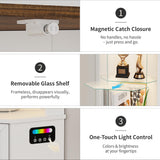 HNEBC 69" Tall Curio Display Cabinet with Glass Door and Movable Shelves,Corner Bookcase with LED Human Sensor Lights,5-Tier RGB Display Case for Collectibles,Bedroom Living Room HNEBC