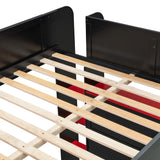 VilroCaz Modern Full Size Gaming Loft Bed with Height-Adjustable Desk and Wardrobe, Wood Loft Bed Frame with Light Strip and Multi-Storage Shelves, Maximize Space Saving (Red-s) VilroCaz