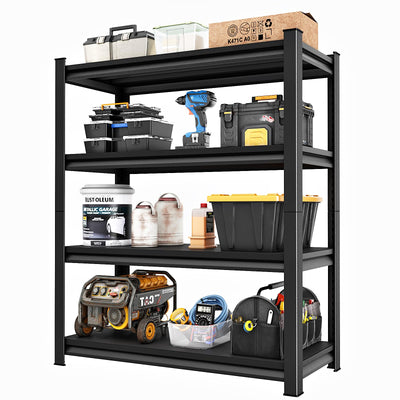 Huhaneon Heavy Duty Garage Shelves - 48''W 2,200Lbs Metal Adjustable Storage Shelving Rack Units for Warehouse Kitchen Pantry Basement 4 Tier Black 47.2" W x 15.7" D x 63" H