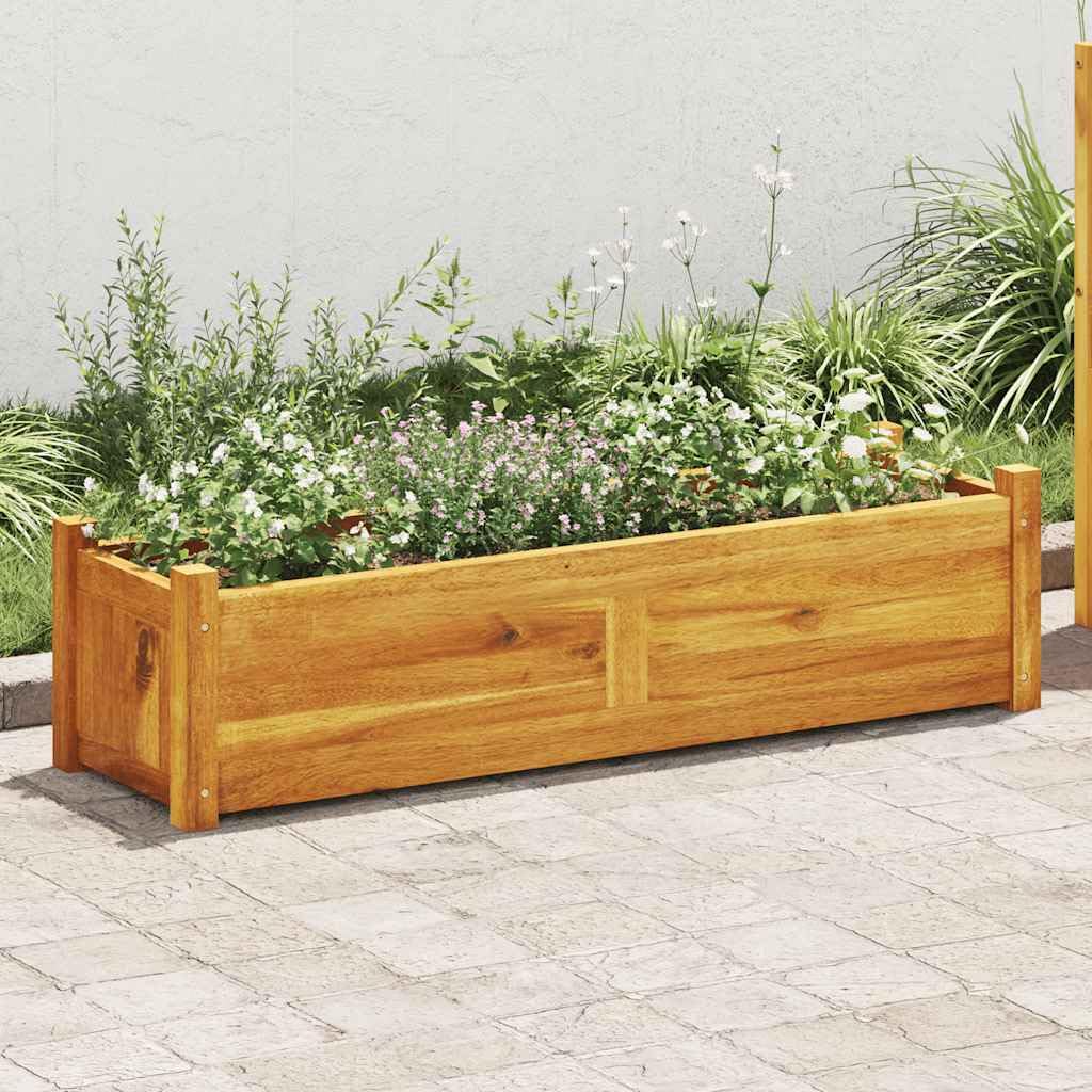 vidaXL Garden Raised Bed, Wooden Raised Flower Bed for Flowers and Plants, Solid Acacia Wood Planter, Outdoor and Indoor Use, Brown vidaXL