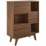 Modway Render Three-Tier Display Storage Cabinet Stand, Walnut Modway