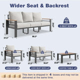 Aoxun Aluminum Patio Furniture Set 7 Seats, Oversized Outdoor Sectional with Washable Thick Cushions, Coffee Table and Waterproof Cover, Patio Conversation Sets for Porch, Balcony, Deck Aoxun