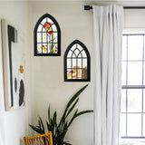 ZEXUIRU 2PCS Arched Window Wall Mirror,Rustic Farmhouse Accent Mirror, Wood Framed Entry Mirror for Living Room,Bathroom,Bedroom,Kitchen,15.5 * 9.8 Inch ZEXUIRU