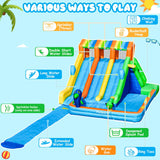 FBSPORT Inflatable Water Bounce House, Large Bounce Castle with 3 Slide for Kids, Inflatable Water Slide with Splash Pool, Climbing, Toss Rings, Basketball Hoop, Bouncy House for Outdoor Indoor FBSPORT