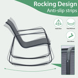 Ainfox 3 Piece Patio Furniture Set, All Weather Textile Outdoor Conversation Set with Rocking Bistro Chairs and Table, Small Patio Bistro Set for Backyard, Lawn, Garden, Poolside (Black) Ainfox