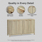OAKHAM HOME Oxford 4 Door Storage Cabinet Fluted Sideboard Large Buffet with Adjustable Shelves, Multifunctional Accent Cabinet Console Cabinet for Living Room (Sunwashed Ash Oak) OAKHAM HOME
