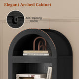 UPOSOJA 76" Tall Narrow Arched Bookcase,7-Teir Mid-Century Modern Bookshelf,Adjustable Shelves offering More Storage Space for Living Room,Kitchen,Home Office,Black UPOSOJA